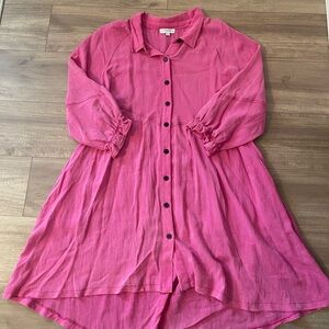 Umgee Bright Pink Western Style Button Up  Boutique Dress Size 1XL